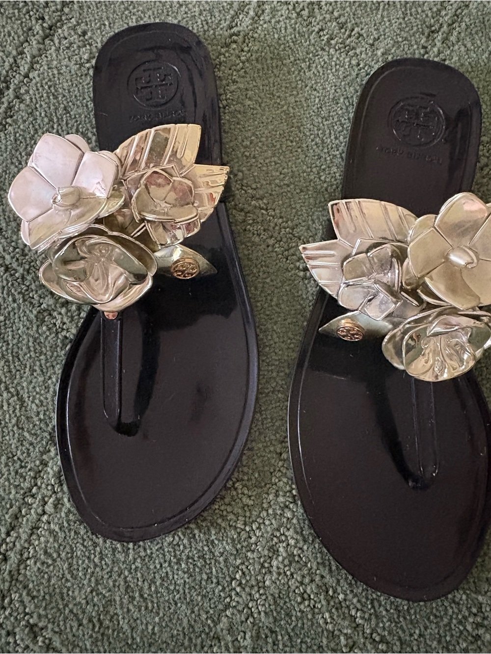 Tory Burch Blossom Black/Gold Flip Fops
